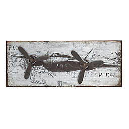 Ridge Road Décor Large Metal Airplane 18-Inch x 46-Inch Wall Art with 3D Propeller