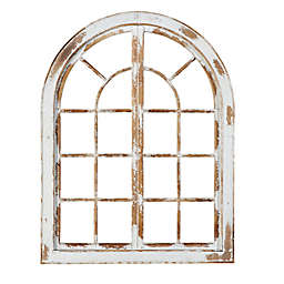 Ridge Road Décor Wooden Decorative Arch Window Wall Decor in Distressed White
