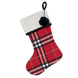 Style Me Pretty Traditional Red Plaid Stocking in Red/Ivory