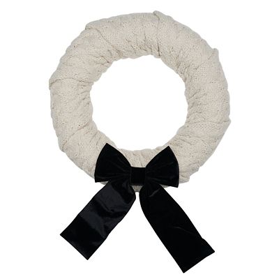 Style Me Pretty 20.5-Inch Knit Sweater Christmas Wreath in Black/White