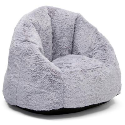 structured tablet fur pocket bean bag chair in grey