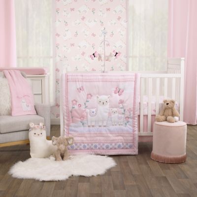 Little Love by NoJo&reg; Sweet Llama and Butterflies 3-Piece Crib Bedding Set in Pink