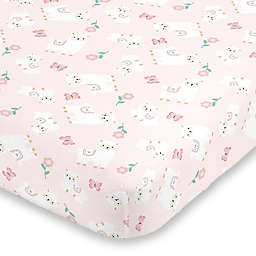 Little Love by NoJo® Sweet Llama and Butterflies Fitted Crib Sheet in Pink