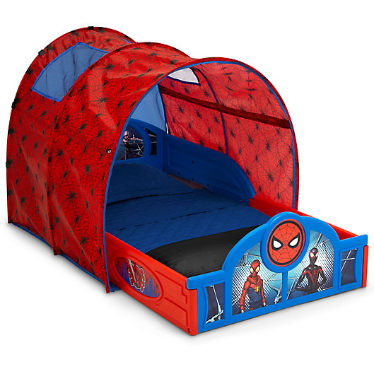 Alternate image 1 for Delta Children® Marvel® Spider-Man Sleep and Play Toddler Bed with Tent in Blue