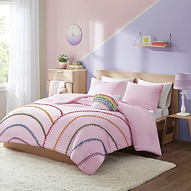 Mi Zone Juniper Rainbow 4-Piece Full/Queen Comforter Set in Pink. View a larger version of this product image.