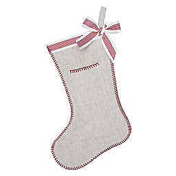 Style Me Pretty Linen and Bow Stocking in Ivory/Red