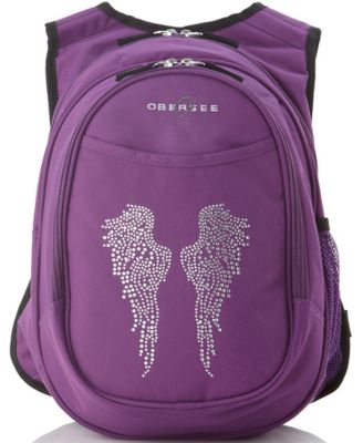 Obersee Preschool All-in-One Backpack for Kids with Insulated Cooler in Rhinestone Angel Wings