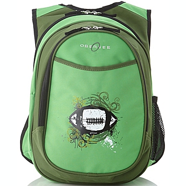 Obersee Preschool All-in-One Backpack for Kids with Insulated Cooler in Green Football. View a larger version of this product image.