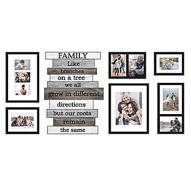 WallVerbs&trade; 7-Piece Stacked Words II Frame Set in Black. View a larger version of this product image.