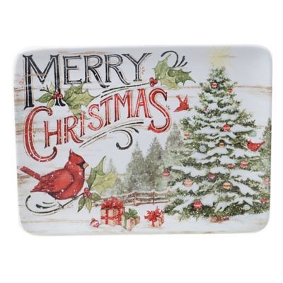 Certified International Evergreen Christmas 16-Inch Rectangular Platter