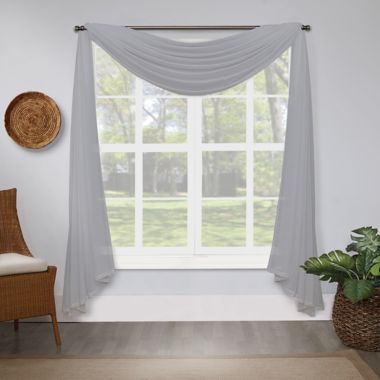 Bristol Semi-Sheer Window Scarf in Fog Grey (Single). View a larger version of this product image.