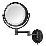 Jerdon 5X/1X Lighted Wall Mount Makeup Mirror in Black
