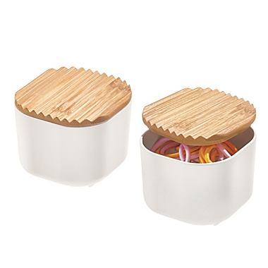 iDesign&trade; Compact Eco Bins with Bamboo Lids (Set of 2). View a larger version of this product image.
