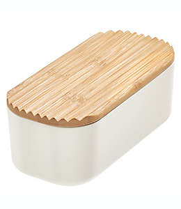 Contenedor de plástico mediano iDesign® con tapa de bambú