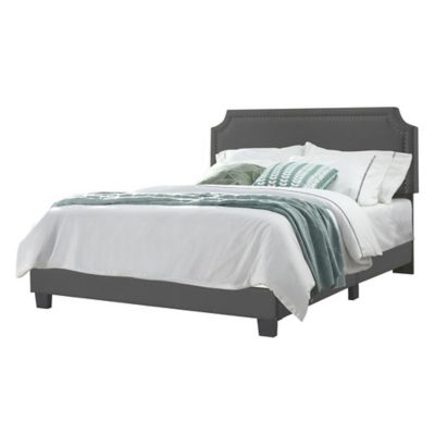 Regal Queen Velvet Upholstered Panel Bed in Dark Grey