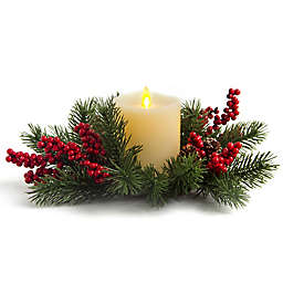 Luminara® Holiday Wreath  with 4.5-Inch Real-Frame Effect Flame Pillar Candle