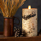 Alternate image 2 for Luminara&reg; Birch 6-Inch Real-Flame Effect Pillar Candle in Brown