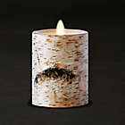 Alternate image 2 for Luminara&reg; Birch 4-Inch Real-Flame Effect Pillar Candle in Brown