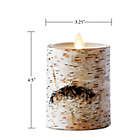 Alternate image 3 for Luminara&reg; Birch 4-Inch Real-Flame Effect Pillar Candle in Brown