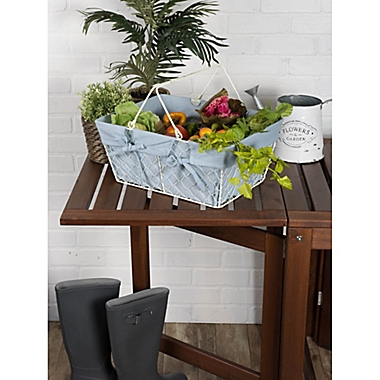 Design Imports Farmhouse Chicken Wire Egg Basket in Blue Denim. View a larger version of this product image.
