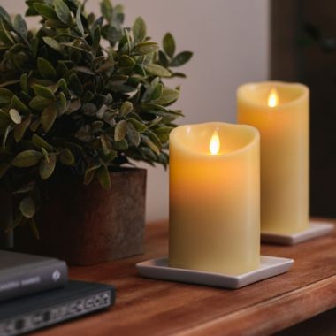 Luminara&reg; Candles Real-Flame Effect 5-Inch Pillar Candle in Ivory. View a larger version of this product image.