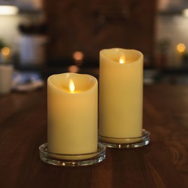Luminara&reg; Candles Real-Flame Effect 5-Inch Pillar Candle in Ivory. View a larger version of this product image.
