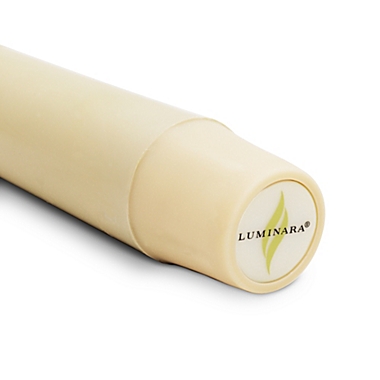 Luminara&reg; Real-Flame Effect 8-Inch Battery Operated Taper Candles in Ivory (Set of 2). View a larger version of this product image.