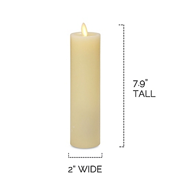 Luminara&reg; Real-Flame Effect Slim Pillar Candle in Ivory (Set of 3). View a larger version of this product image.