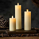 Alternate image 1 for Luminara&reg; Real-Flame Effect Slim Pillar Candle in Ivory (Set of 3)