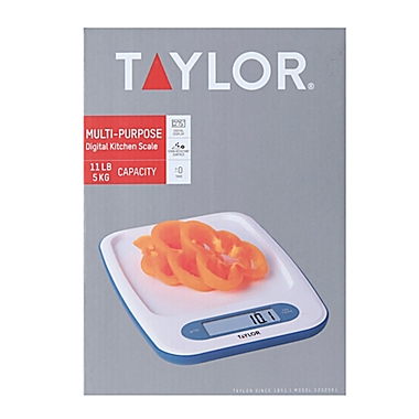 Taylor Digital Kitchen Scale in White/Teal. View a larger version of this product image.