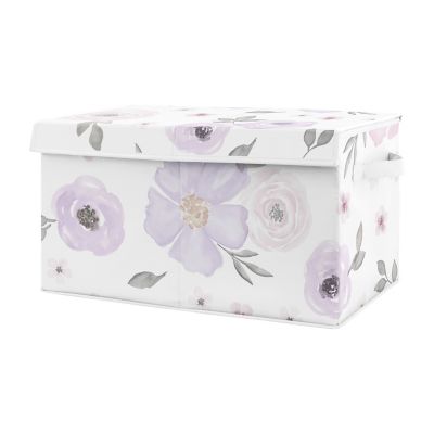 Sweet Jojo Designs Floral Toy Bin in Purple/Grey