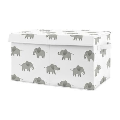 Sweet Jojo Designs Elephant Toy Bin in Grey/White
