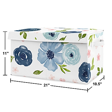 Sweet Jojo Designs Watercolor Floral Toy Bin in Blue/Pink. View a larger version of this product image.