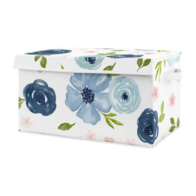 Sweet Jojo Designs Watercolor Floral Toy Bin in Blue/Pink