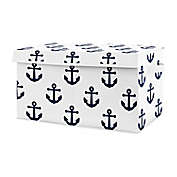 Sweet Jojo Designs Nautical Anchor Toy Bin in Navy/White
