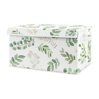 Sweet Jojo Designs Botanical Leaf Toy Bin in Green/White