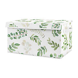 Sweet Jojo Designs Botanical Leaf Toy Bin in Green/White