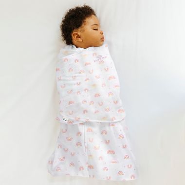HALO&reg; Small Sunshine Rainbow 2-in-1 SleepSack&reg; Swaddle in Pink. View a larger version of this product image.
