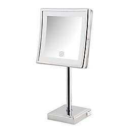 Jerdon® 5X Square LED Lighted Tabletop Mirror in Chrome