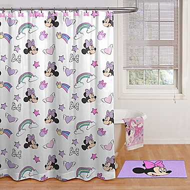 Disney Mickey Mouse/Minnie Mouse Luv You More 70" x 72" Fabric Shower Curtain 