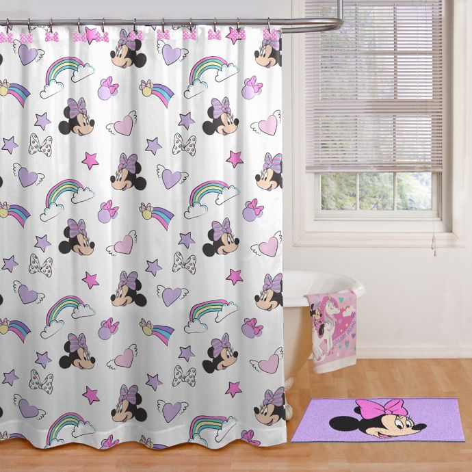 Disney® Minnie Mouse Shower Curtain and Hook Set in Pink Bed Bath and