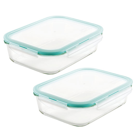 Alternate image 1 for Lock & Lock Purely Better 2-Pack Rectangular Glass Food Storage Containers