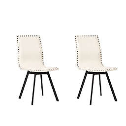ACEssentials® Studded Upholstered Swivel Dining Chairs in White (Set of 2)