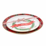 Mud Pie&reg; "Tis The Season" 2-Piece Tartan Round Serving Tray Set in Red