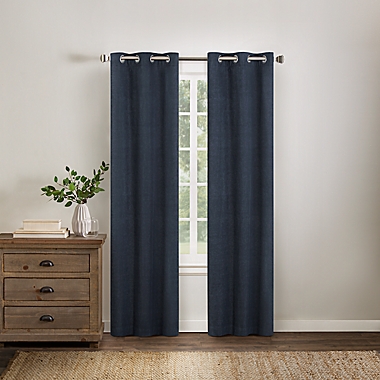 Wamsutta&reg; Collective Asher Chambray 84-Inch Blackout Curtain Panel in Navy (Single). View a larger version of this product image.