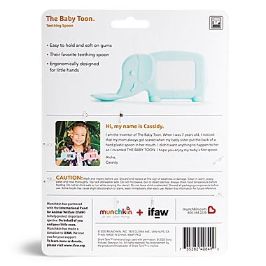 Baby Toon&trade; Elephant Silicone Teething Spoon in Teal. View a larger version of this product image.