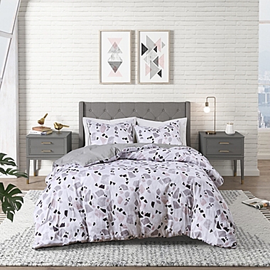 Terrazzo 3-Piece Full/Queen Duvet Cover Set in Blush/Grey. View a larger version of this product image.