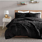 Intelligent Design Malea Shaggy Faux Fur 3-Piece Reversible Full/Queen Comforter Set in Black