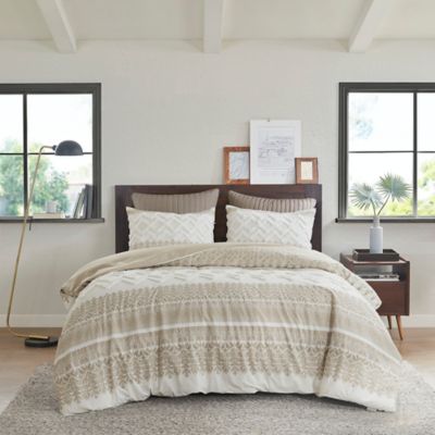 INK+IVY Mila 3-Piece Reversible Full/Queen Duvet Cover in Taupe