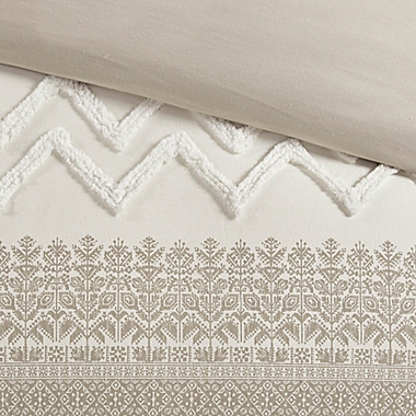 INK+IVY Mila 3-Piece Reversible Full/Queen Duvet Cover in Taupe. View a larger version of this product image.